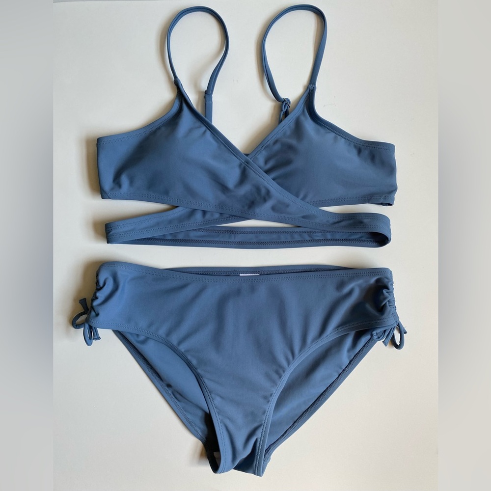 MIENQE Teen Girls Two-Piece Swimsuit Grey-Blue NWT size XXL(170)